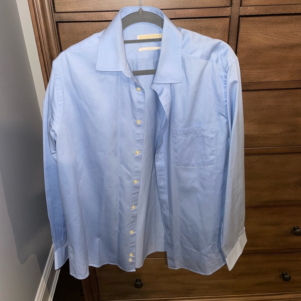 Michael Kors long sleeve solid blue button down